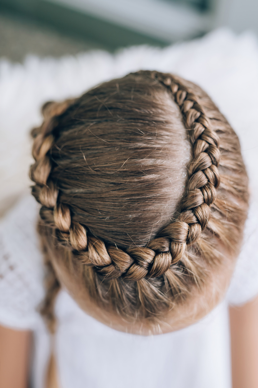 Back View of Festive Braid Hairstyle on a Girl